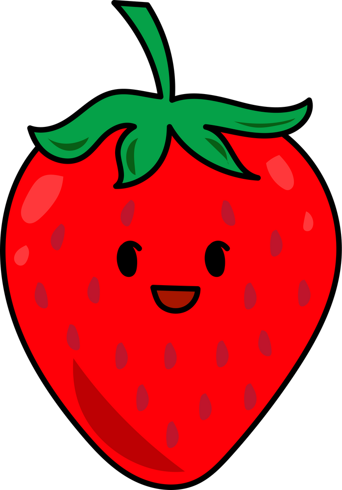 strawberry kawaii fruit funny food clipart